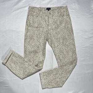 NYDJ Marilyn Straight Ankle Jeans Women’s Size 6 Beige White Leopard Print